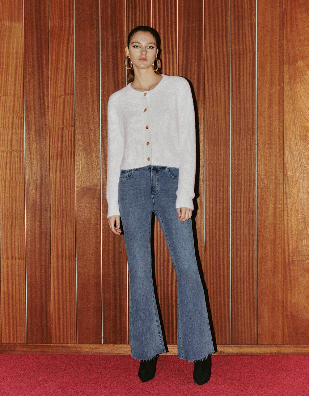Raw Hem Flare Jeans