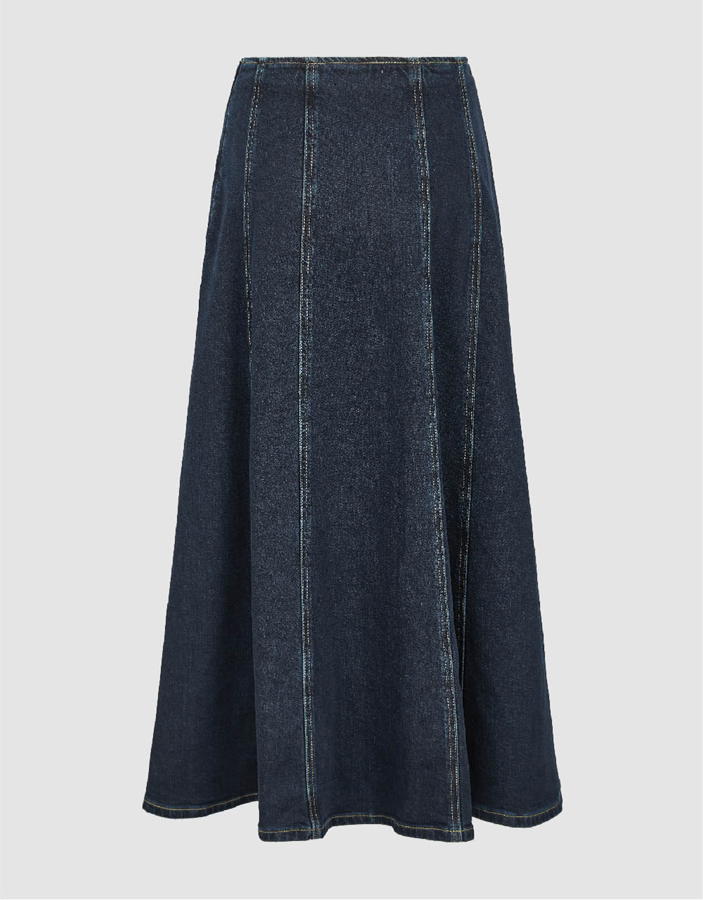 Midi A-Line Denim Skirt