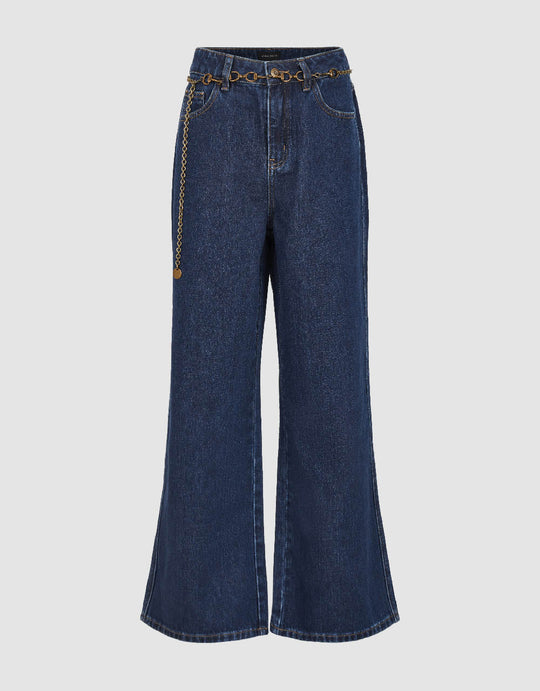 Wide-Leg Jeans With Chained Belt