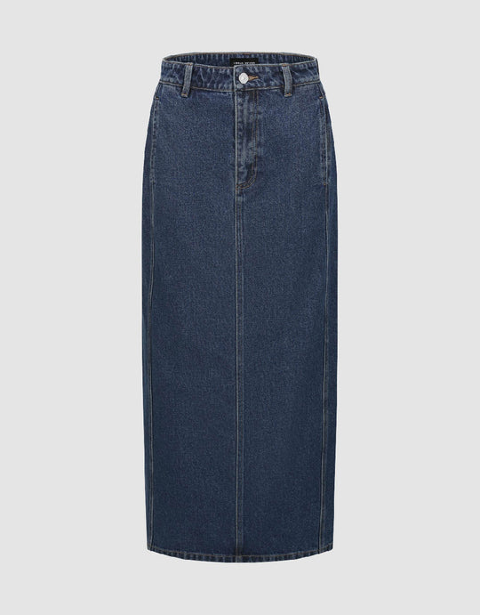 Midi Straight Denim Skirt