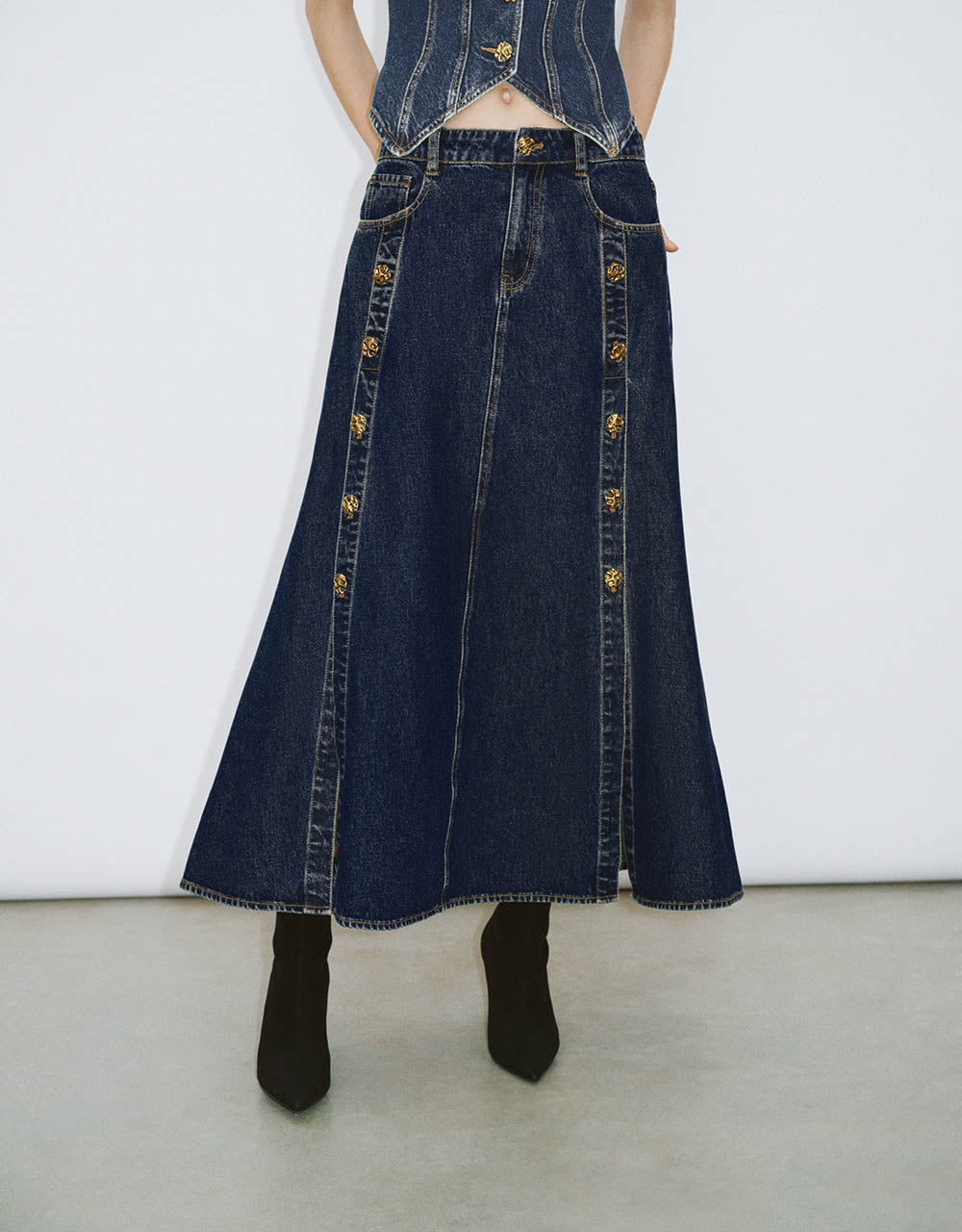 Maxi A-Line Denim Skirt