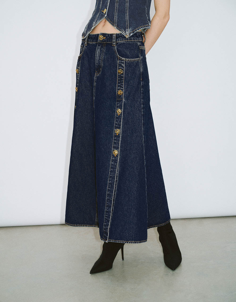 Maxi A-Line Denim Skirt