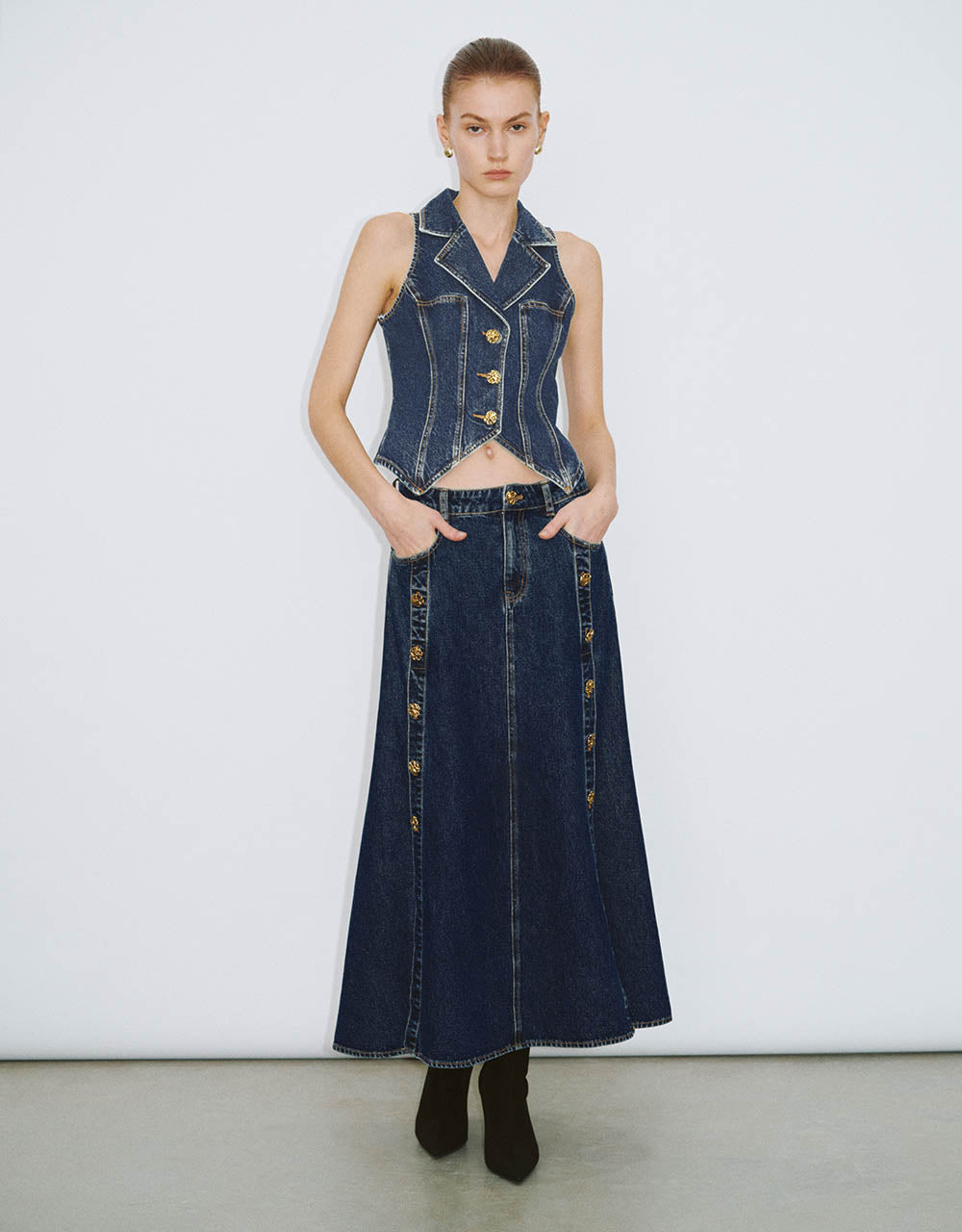 Maxi A-Line Denim Skirt