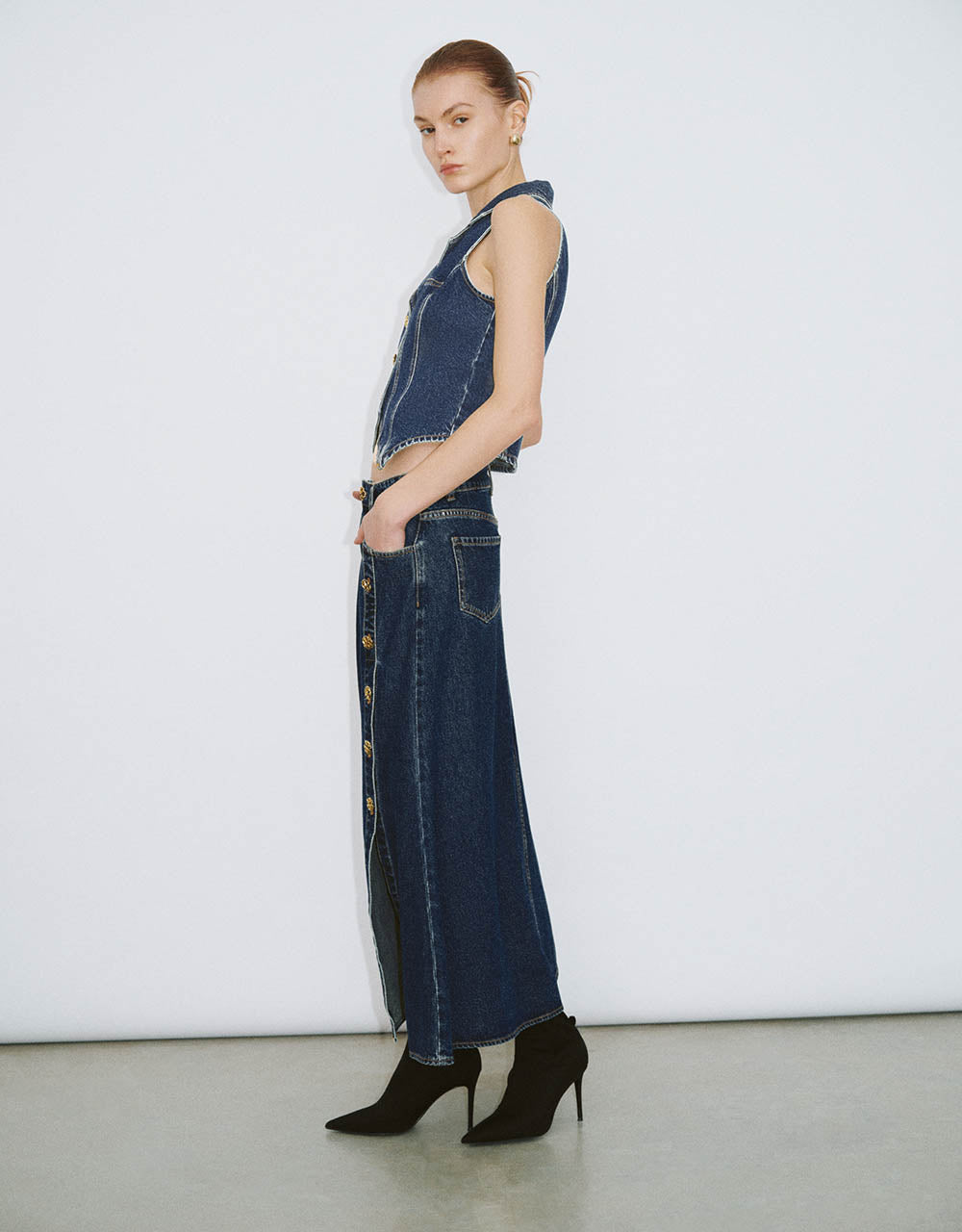 Maxi A-Line Denim Skirt