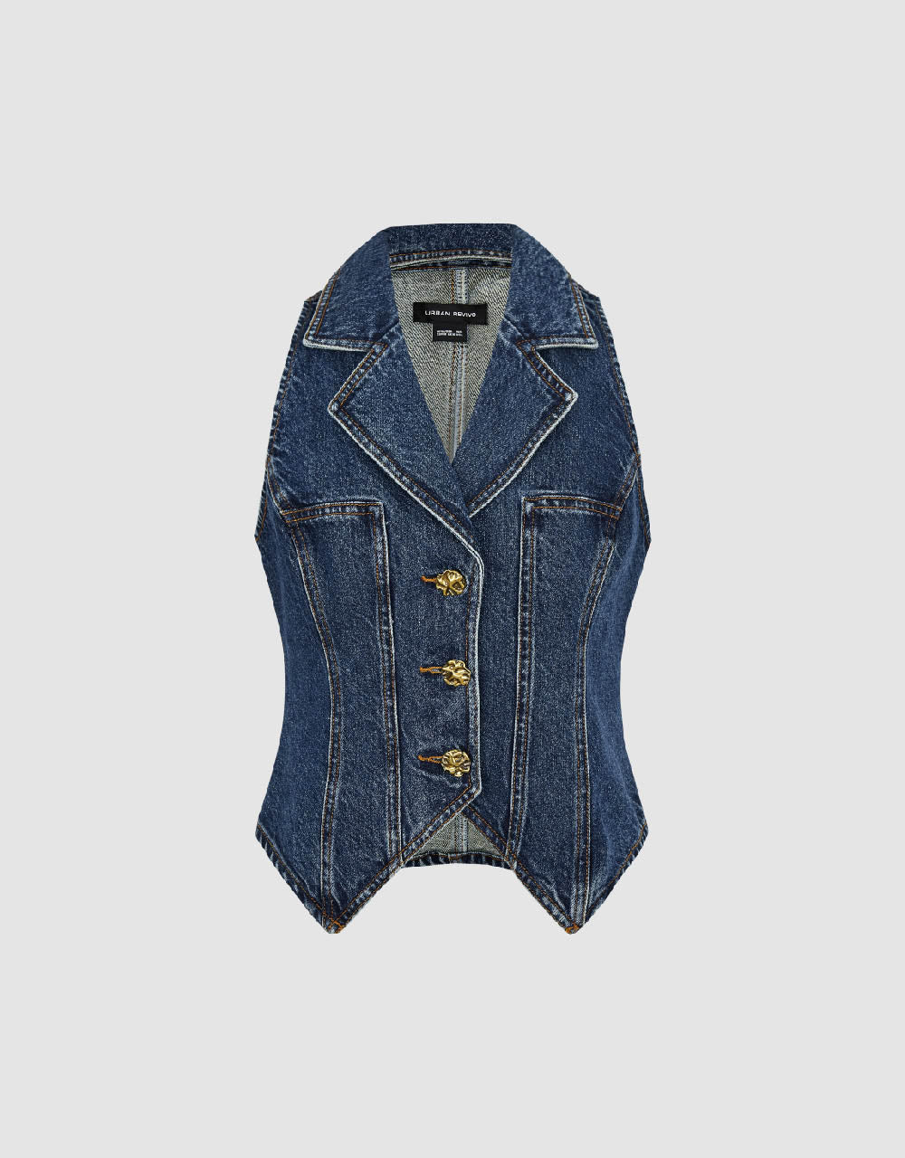 Notch Lapel Denim Waistcoat