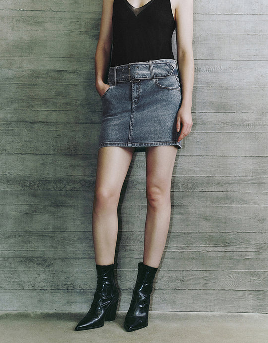 Mini Skinny Denim Skirt