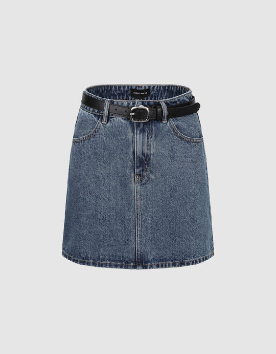 Mini A-Line Denim Skirt