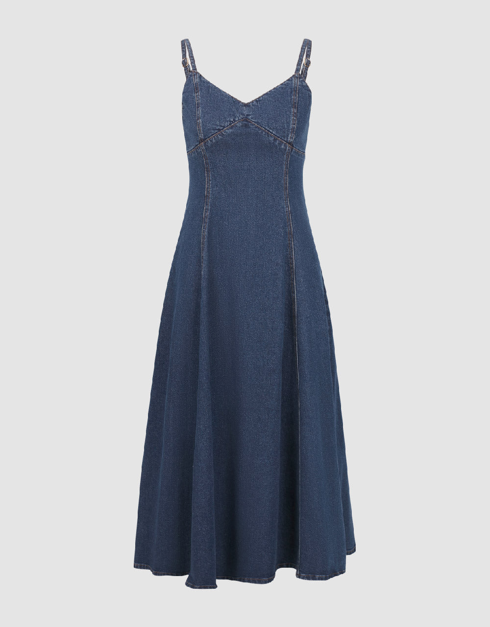 Sleeveless V-Neck Denim Dress