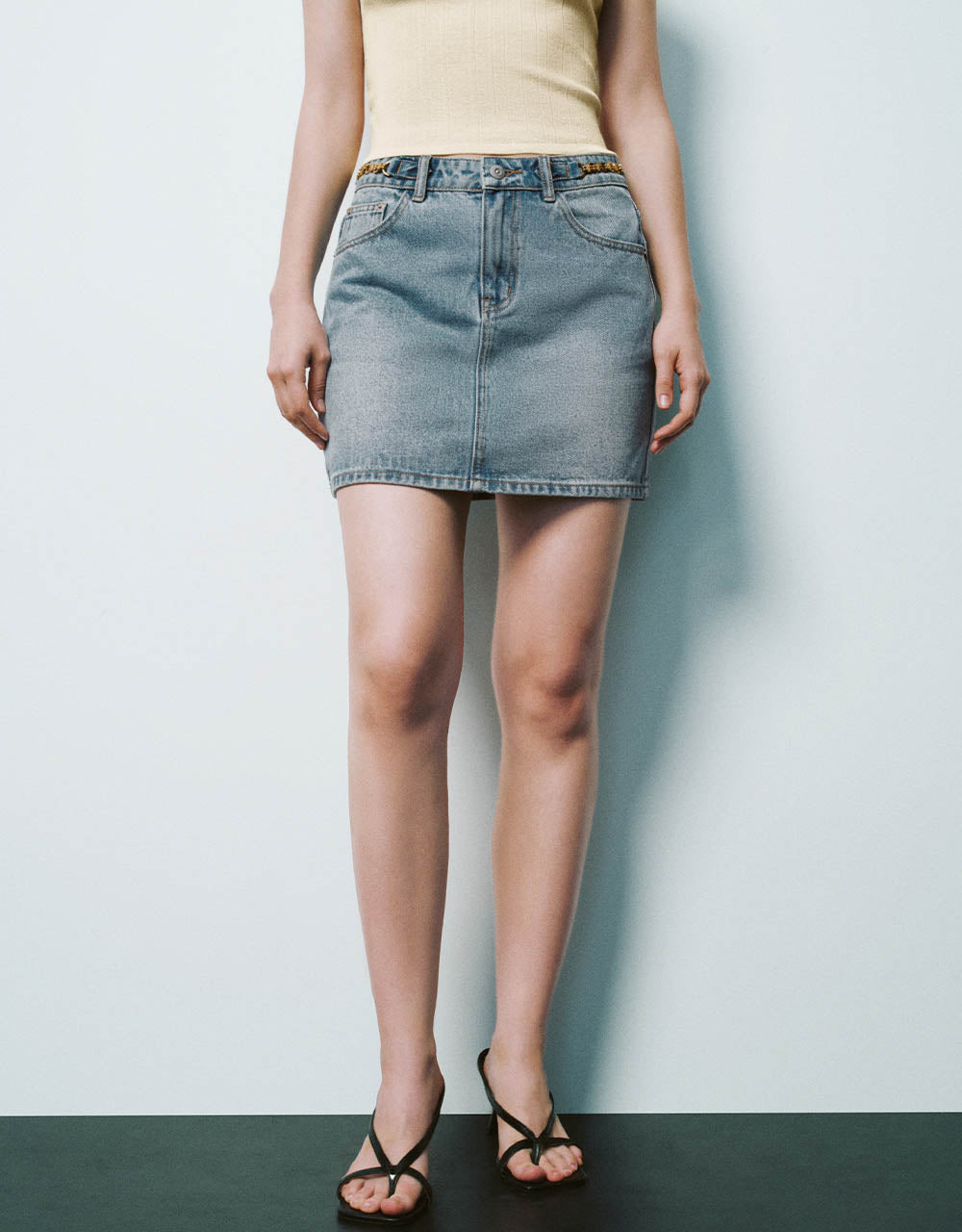 Mini Straight Denim Skirt