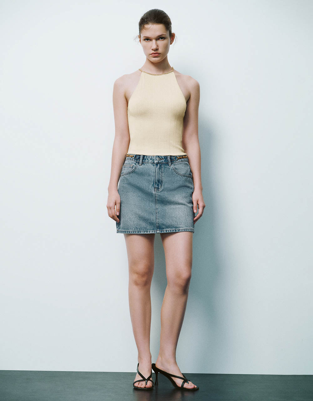 Mini Straight Denim Skirt