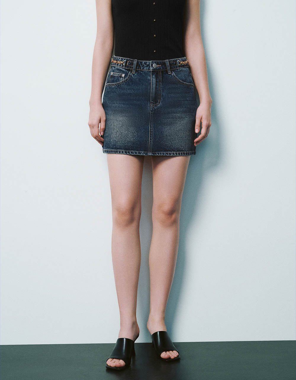 Mini Straight Denim Skirt