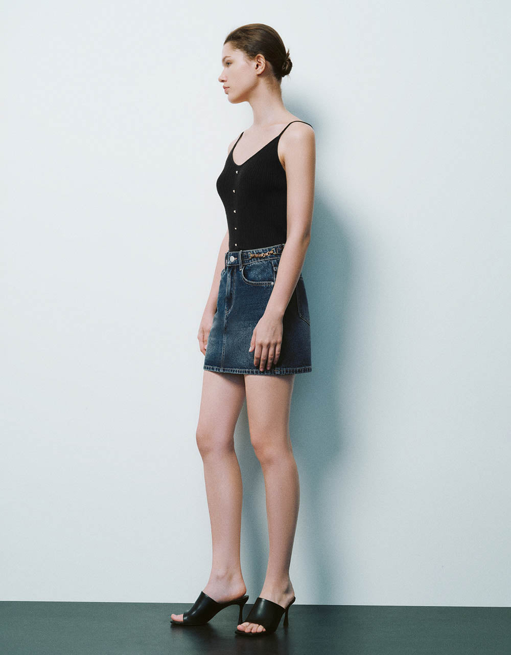 Mini Straight Denim Skirt