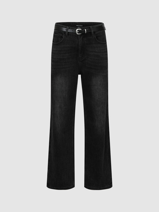 Wide-Leg Jeans With Belt