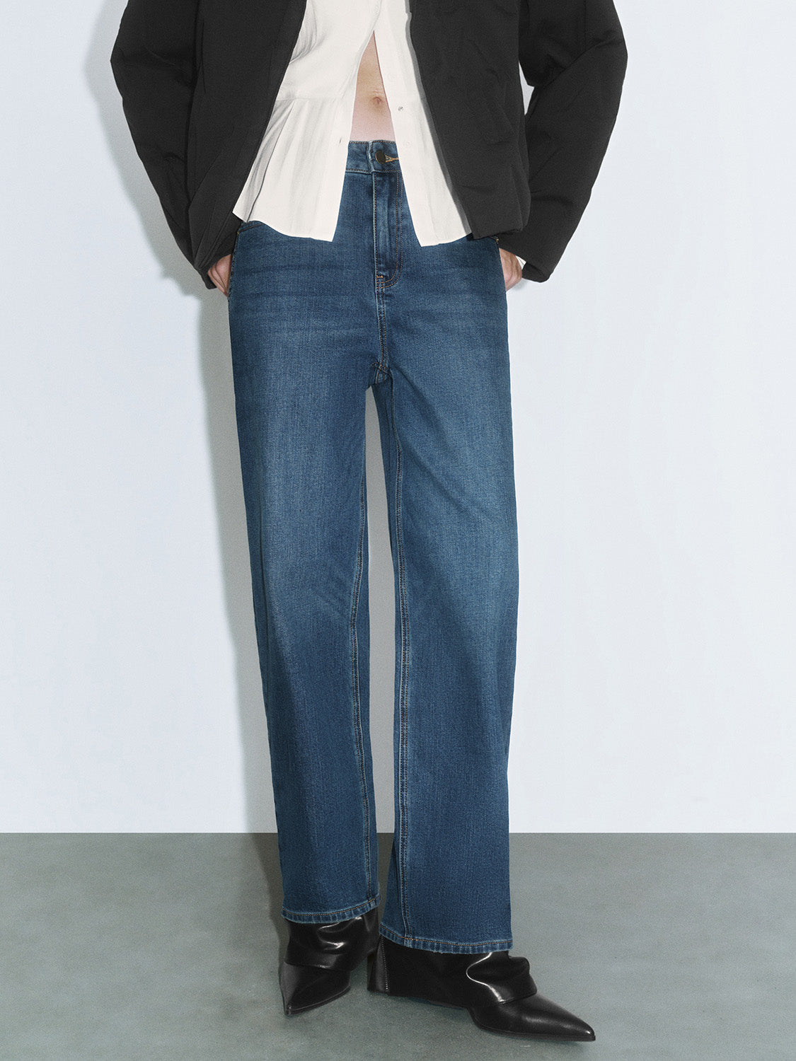 Straight Leg Denim Jeans