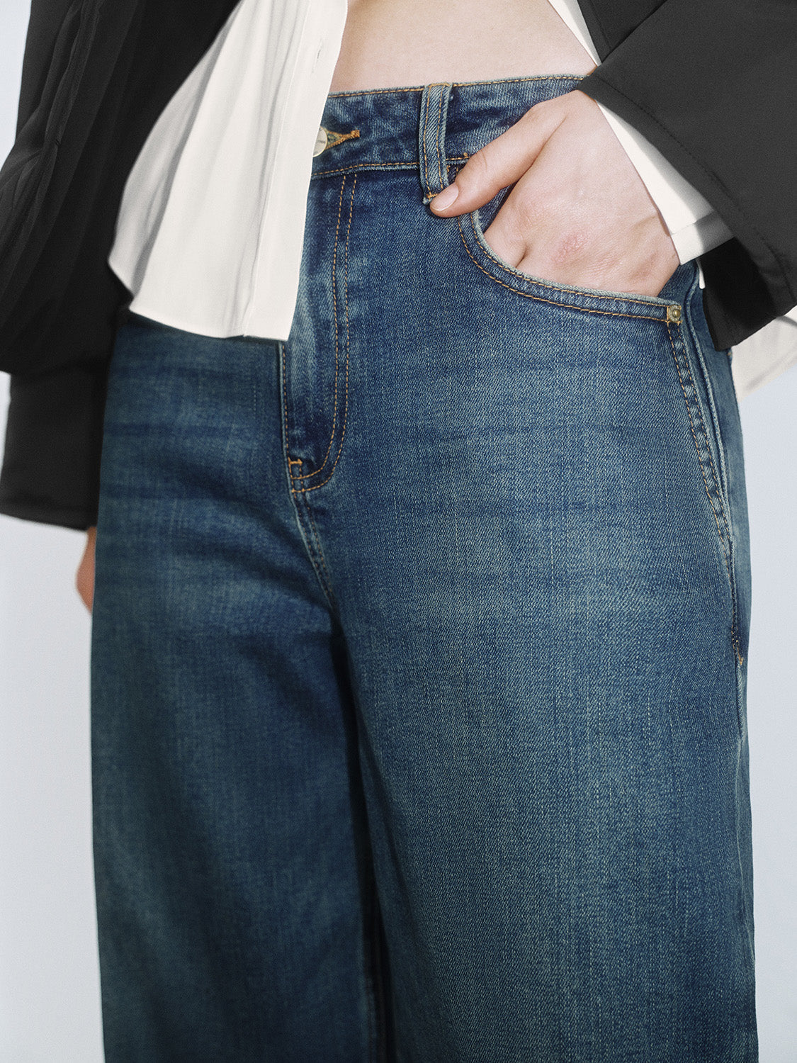 Straight Leg Denim Jeans