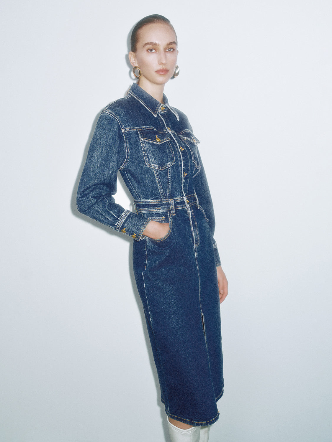 Shirt Collar Denim Dresses