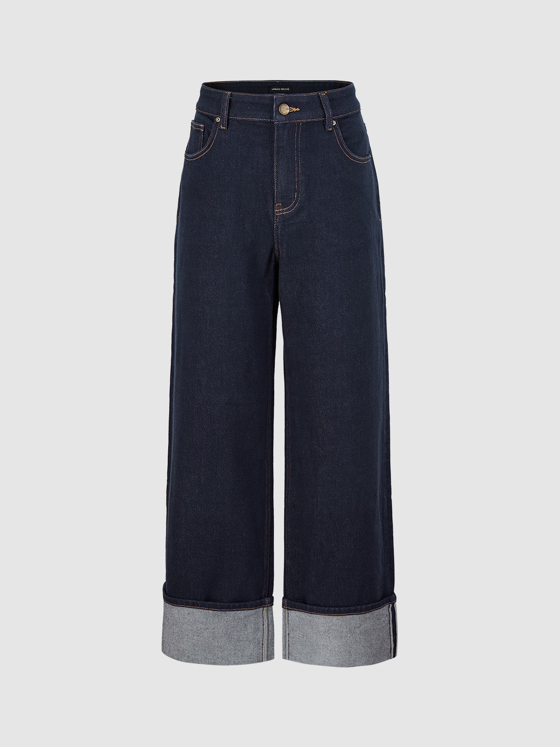 High Rise Turn-Up Jeans