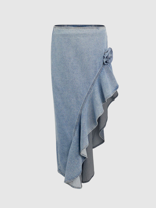 Irregular Hem Denim Skirts