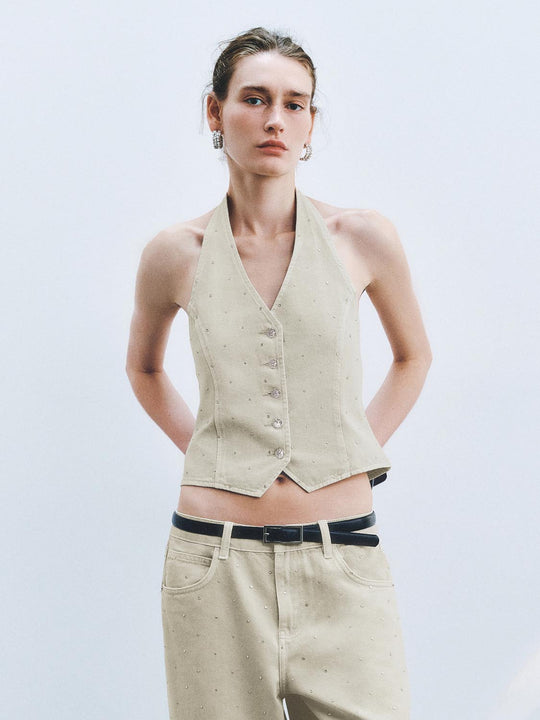 Denim Halter Neck Waistcoats