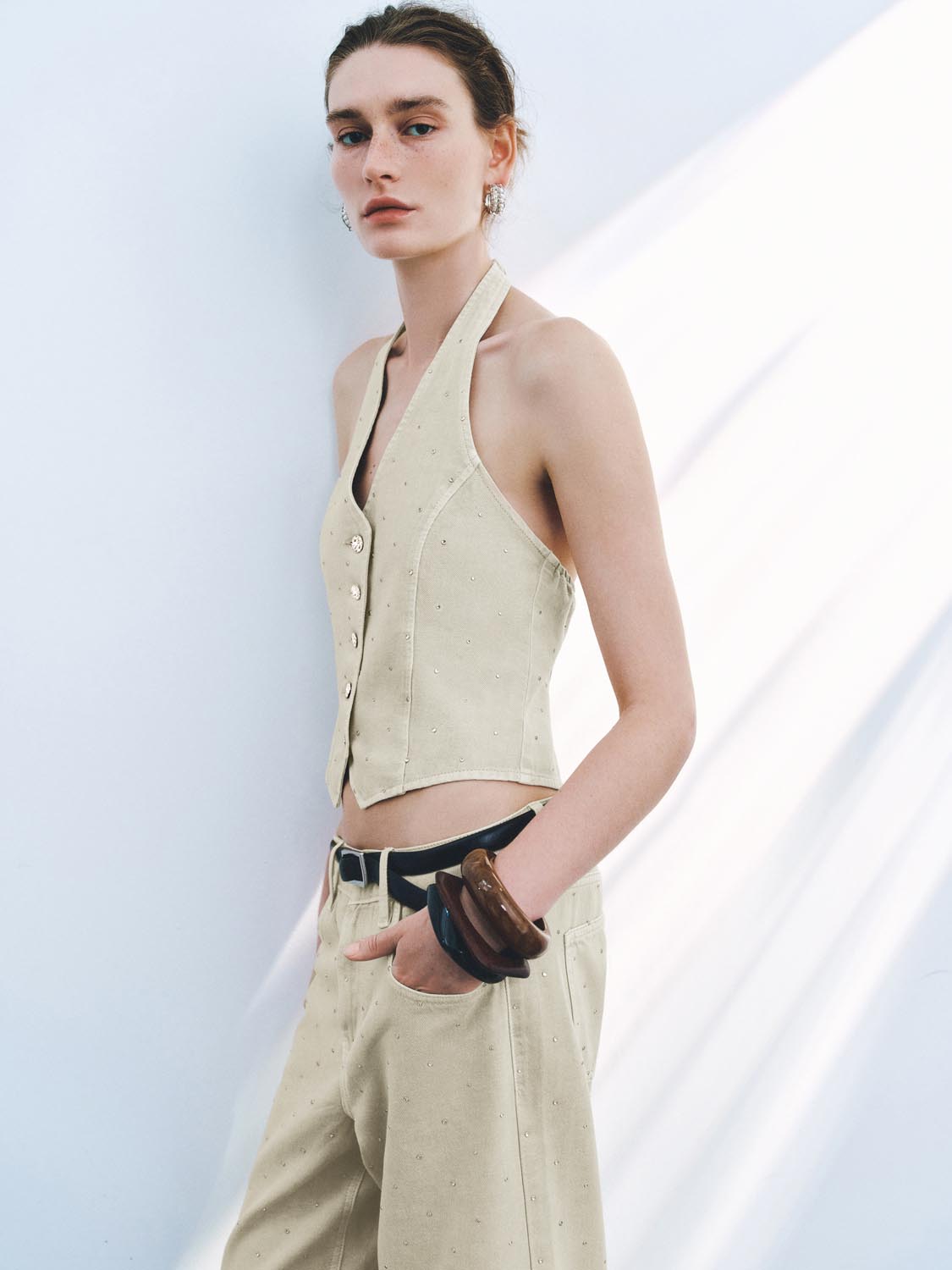 Denim Halter Neck Waistcoats