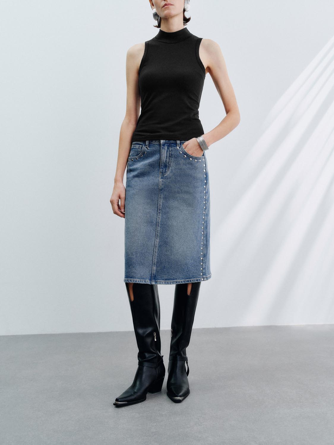 Denim Midi Skirts