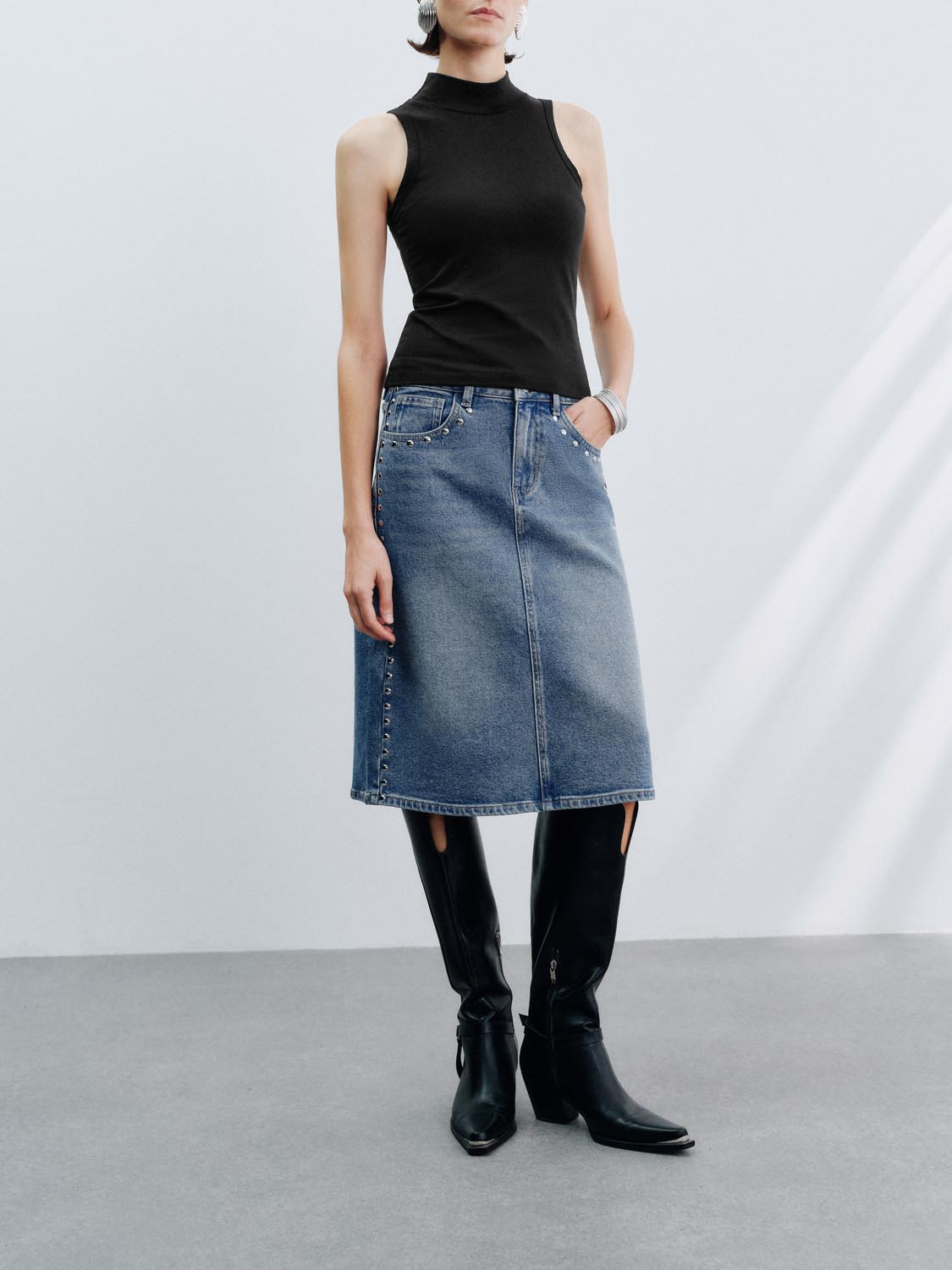 Denim Midi Skirts