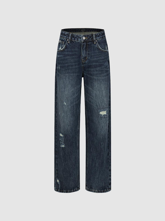 100 Percent Cotton Distressed Denim Jeans