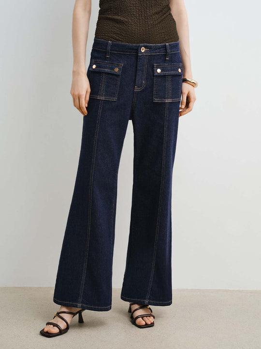 Cotton Front Patch Pocket Detailing With Medium Stretch And Copper Hardware Jeans