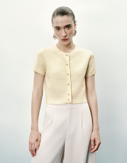 Crew Neck Knitted Cardigan