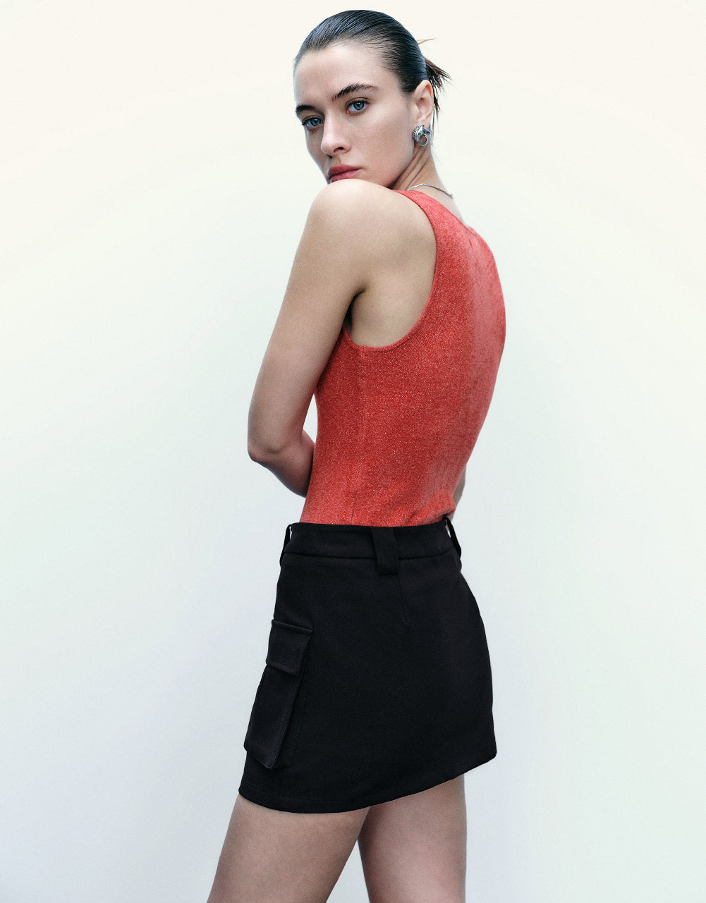 Square-cut Collar Knitted Tank Top