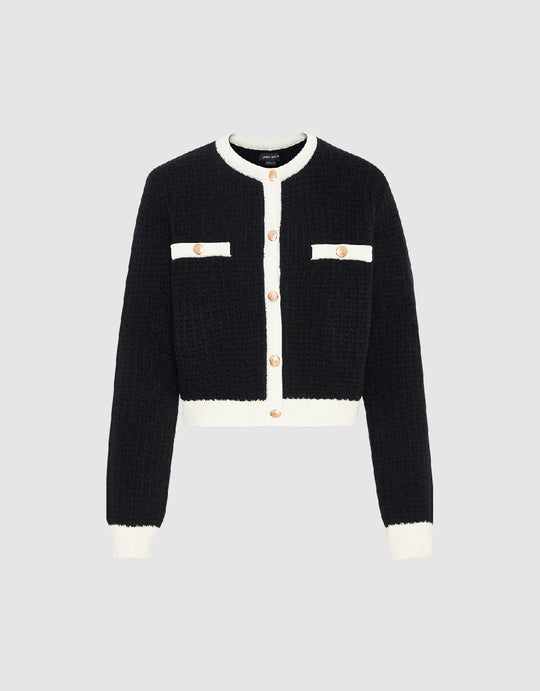 Crew Neck Knitted Cardigan