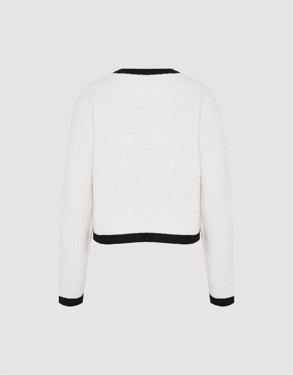 Textured Crew Neck Knitted Cardigan