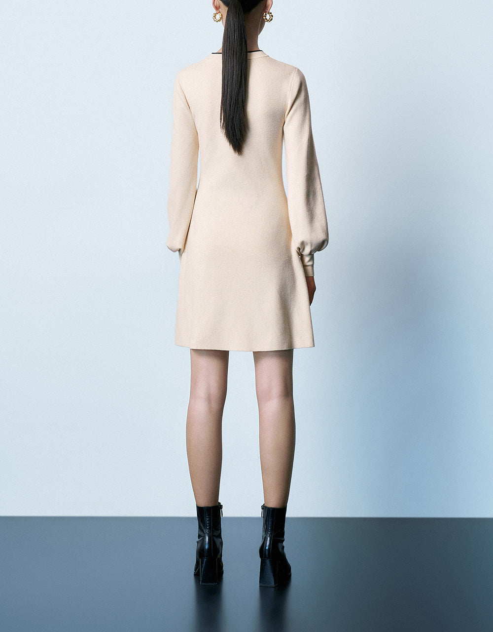 Bow Décor Crew Neck Knitted Dress