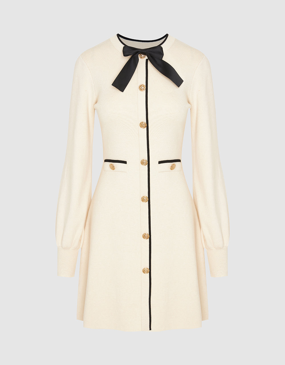 Bow Décor Crew Neck Knitted Dress