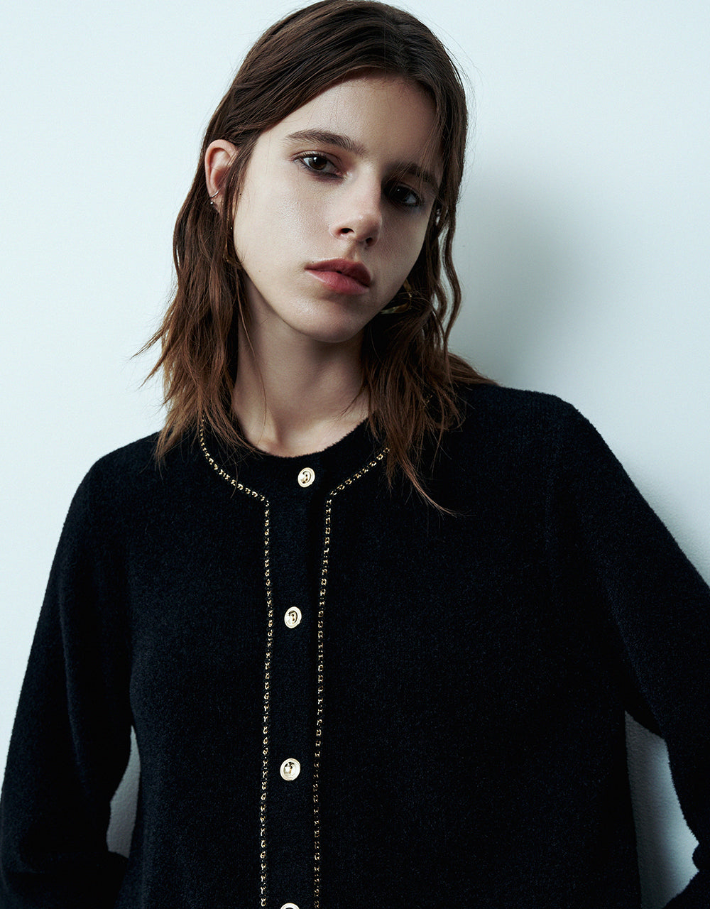 Crew Neck Knitted Cardigan