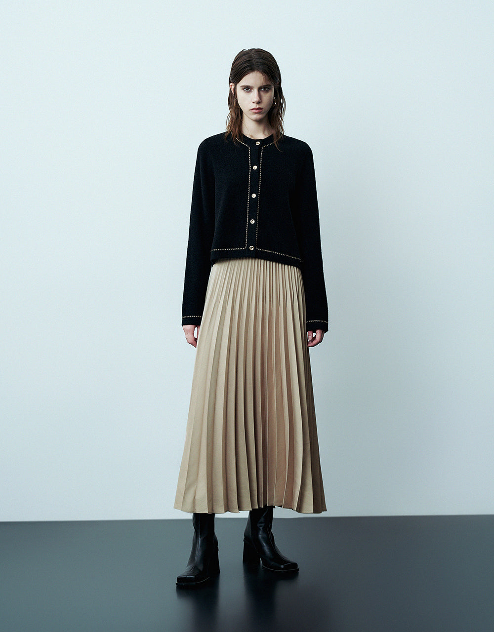 Crew Neck Knitted Cardigan