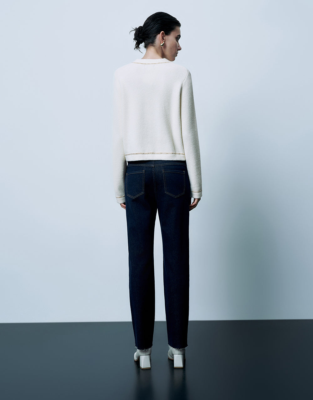 Crew Neck Knitted Cardigan