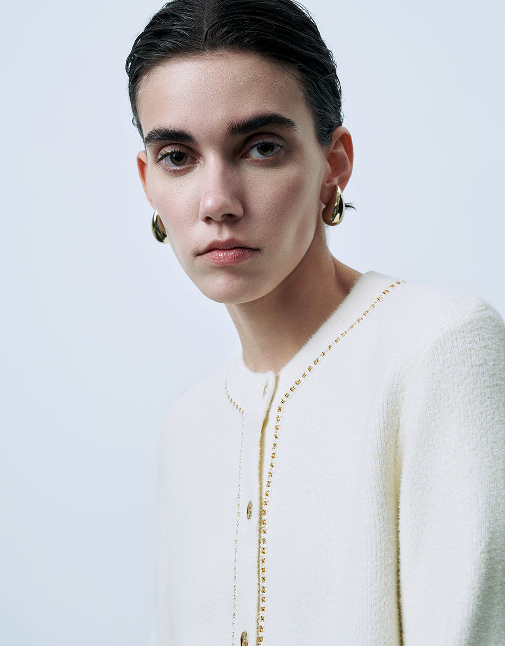 Crew Neck Knitted Cardigan