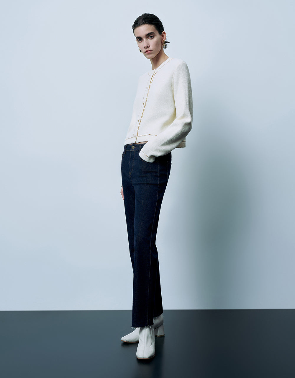 Crew Neck Knitted Cardigan