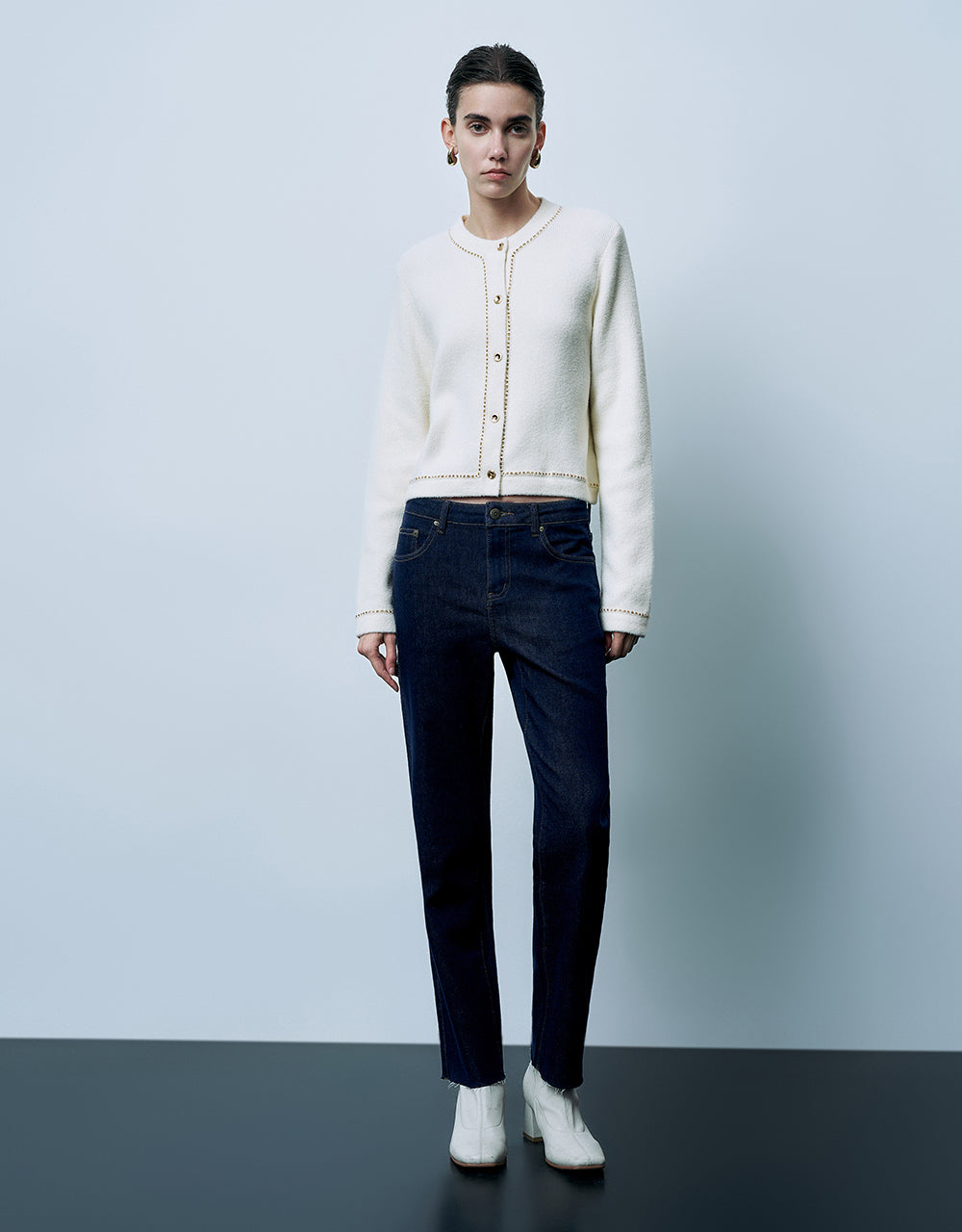 Crew Neck Knitted Cardigan