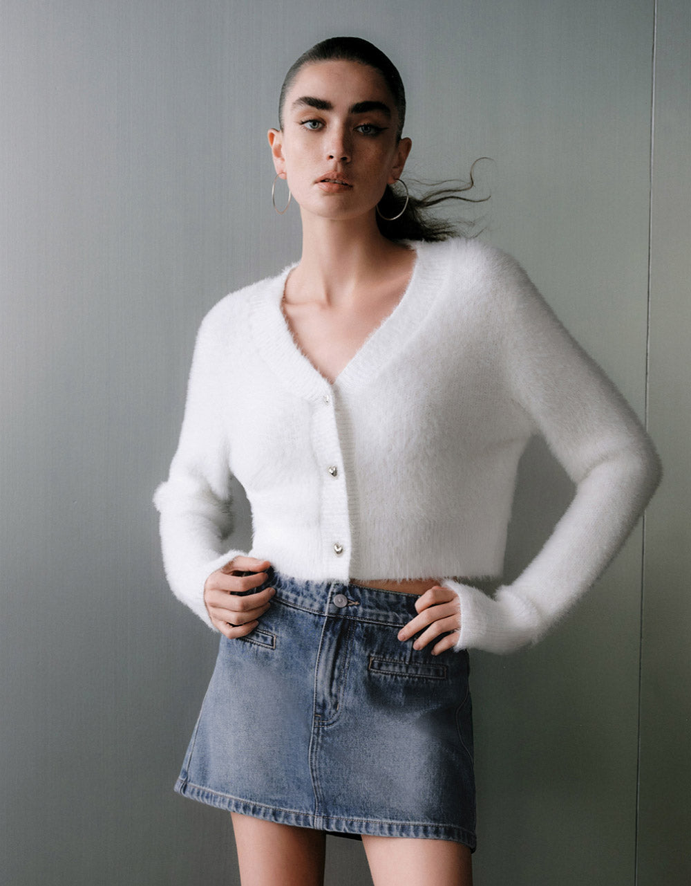 Faux Pearl Decor Cardigan
