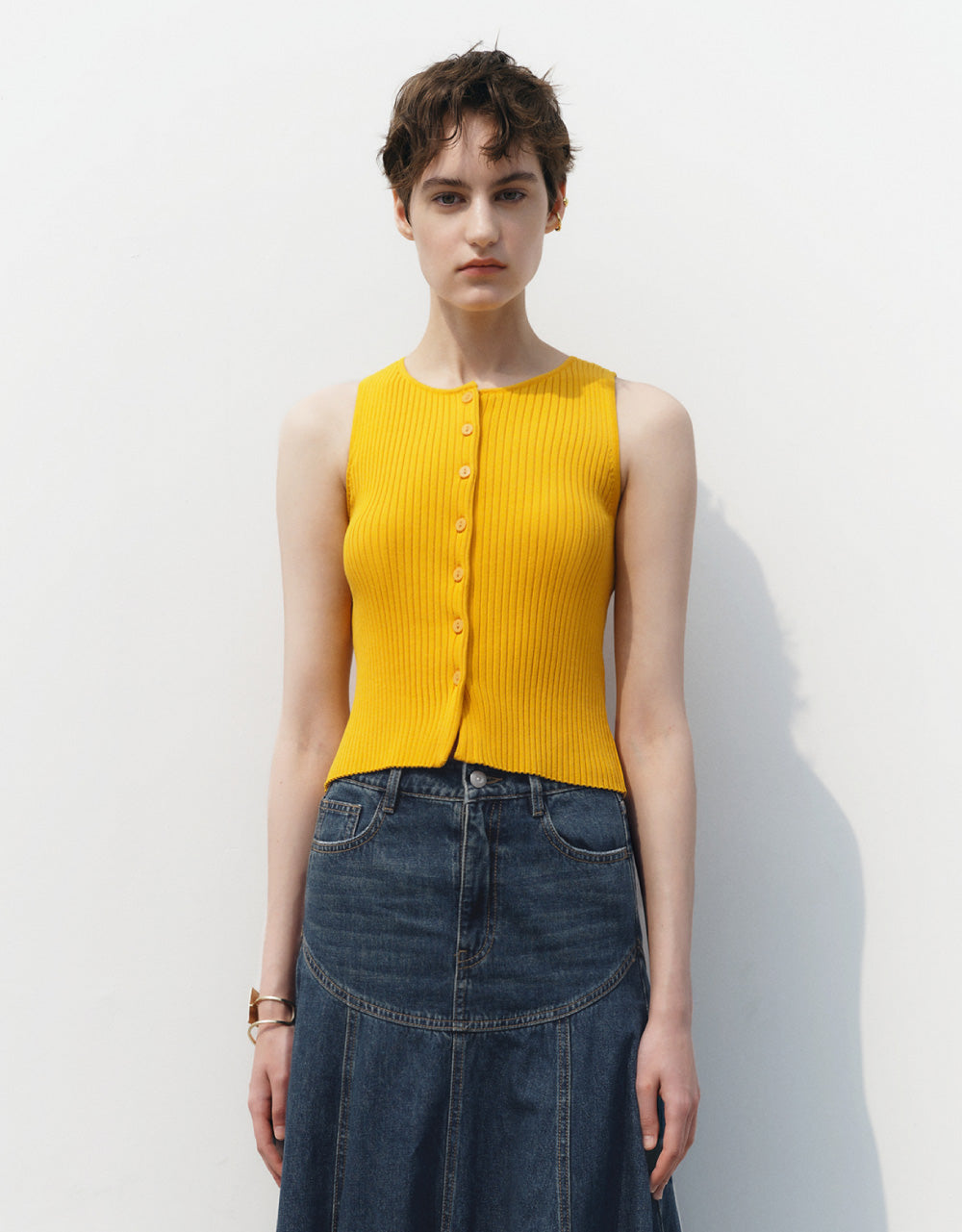 Button Up Sleeveless Knitted Top