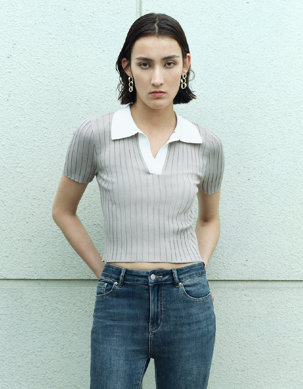 Straight Knitted Polo T-Shirt