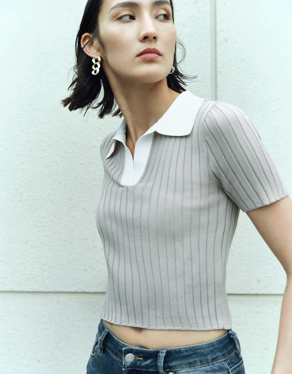 Straight Knitted Polo T-Shirt