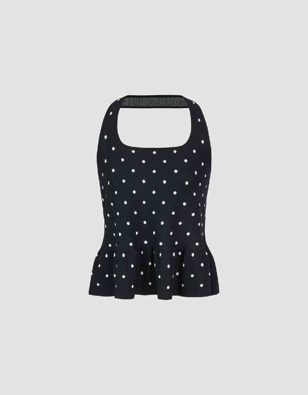 Halter Neck Polka Dot Knitted Top