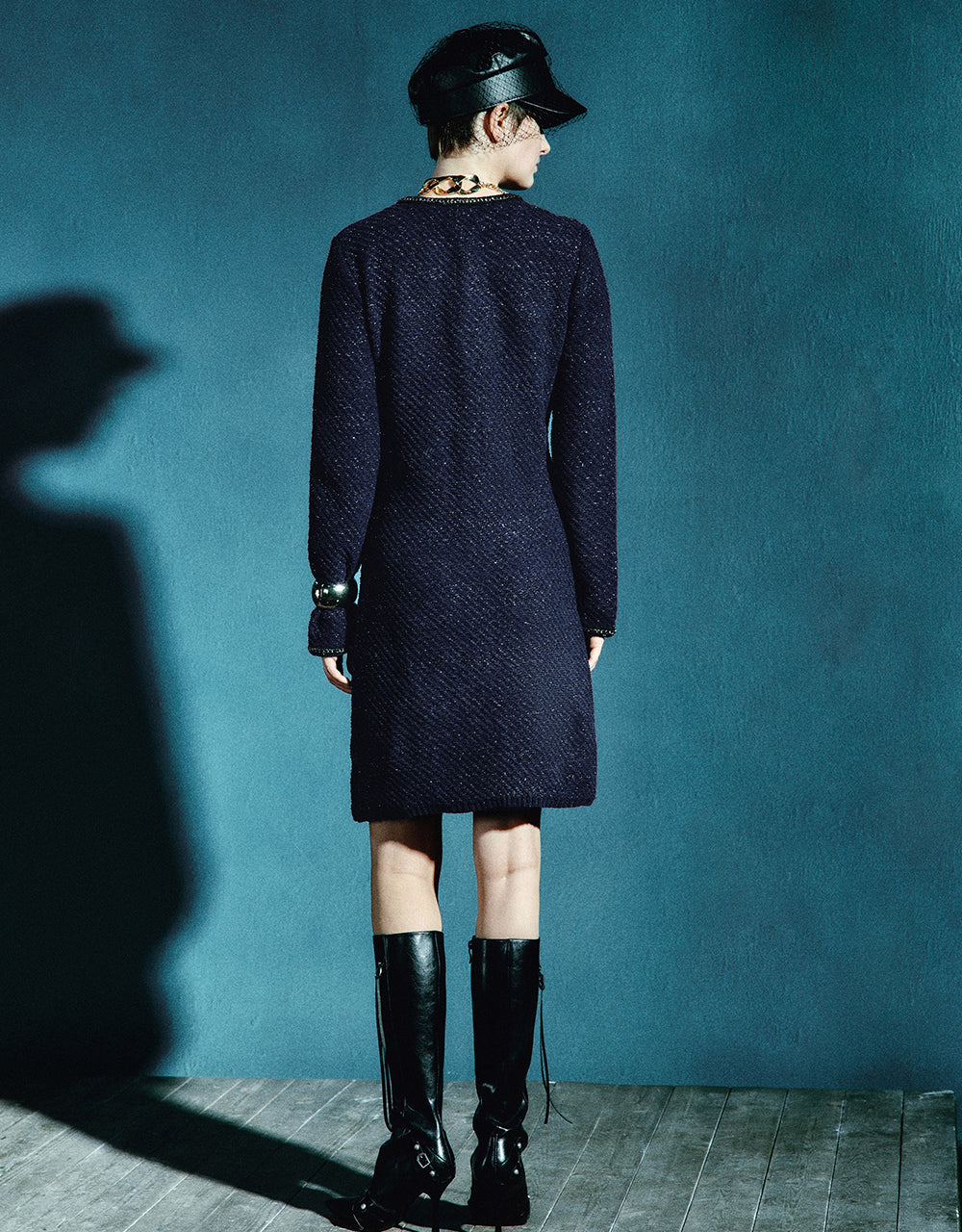 Tweed Crew Neck Knitted Dress