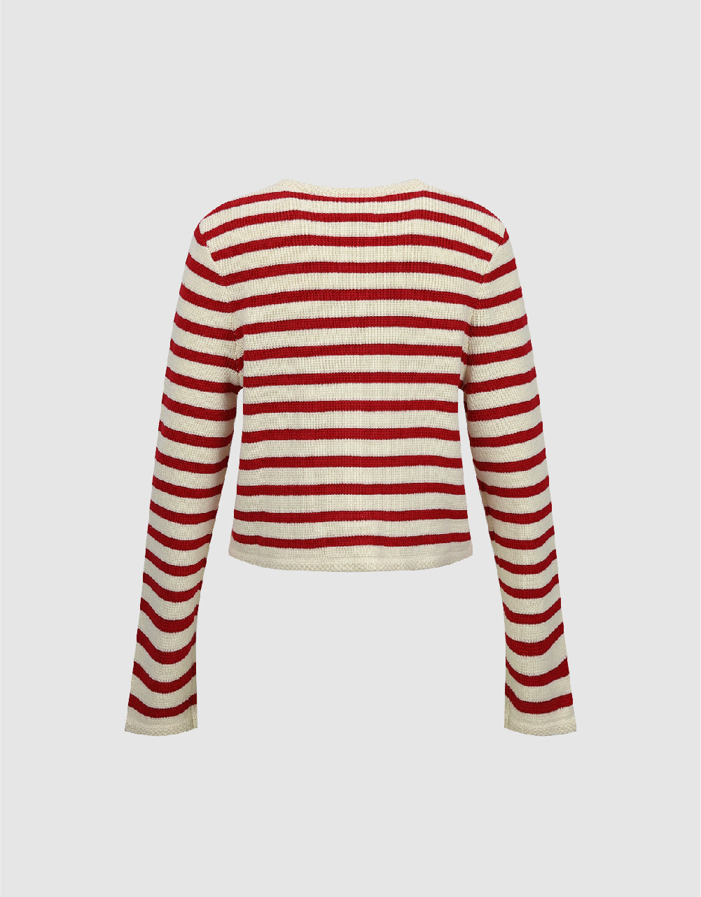 Striped Crew Neck Knitted Cardigan