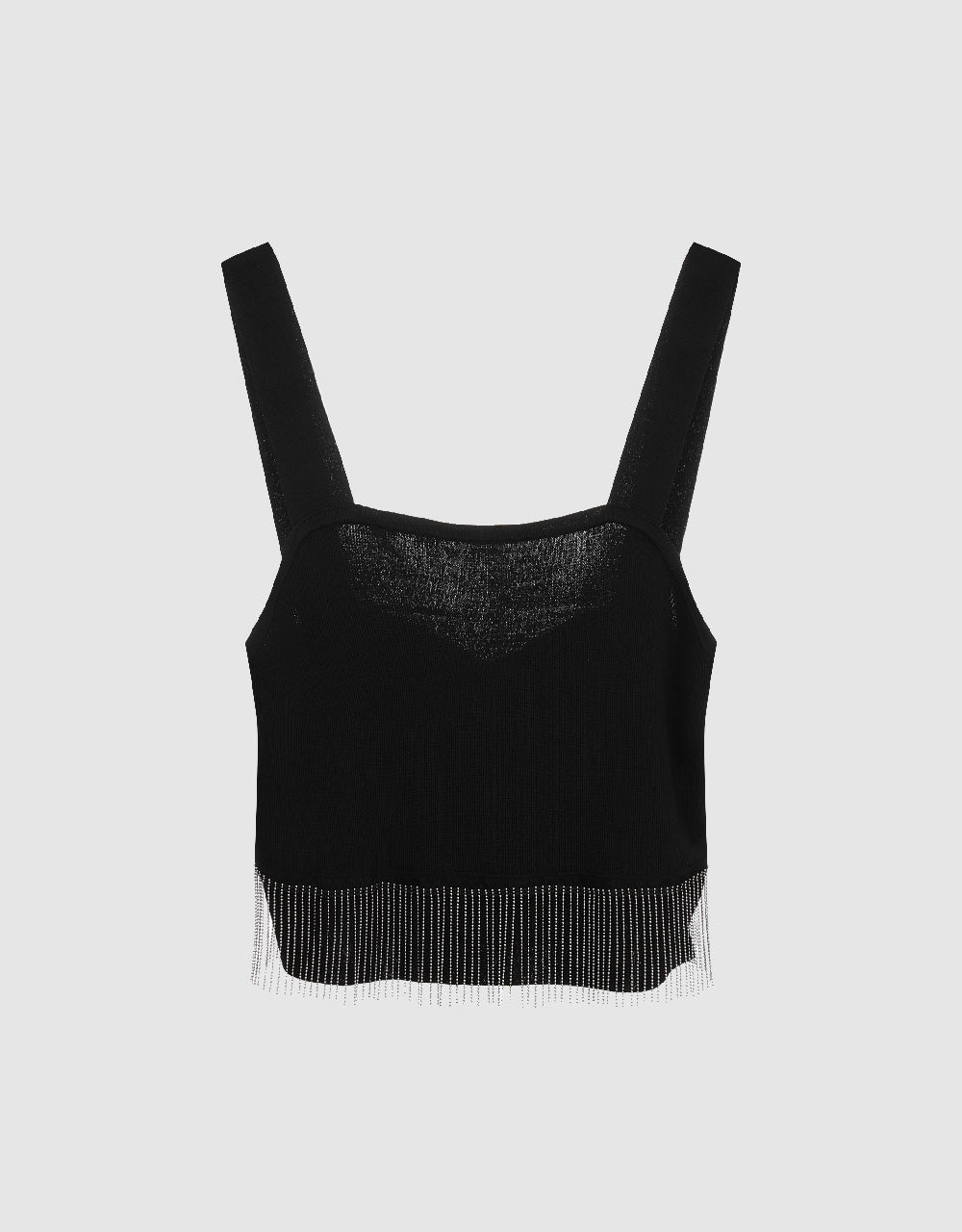 Sleeveless Square-cut Collar Knitted T-Shirt