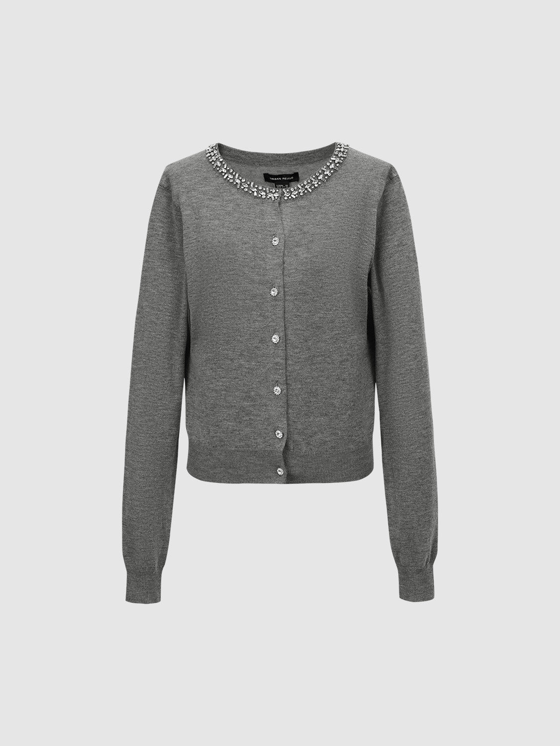 Crew Neck Skinny Knitted Cardigan