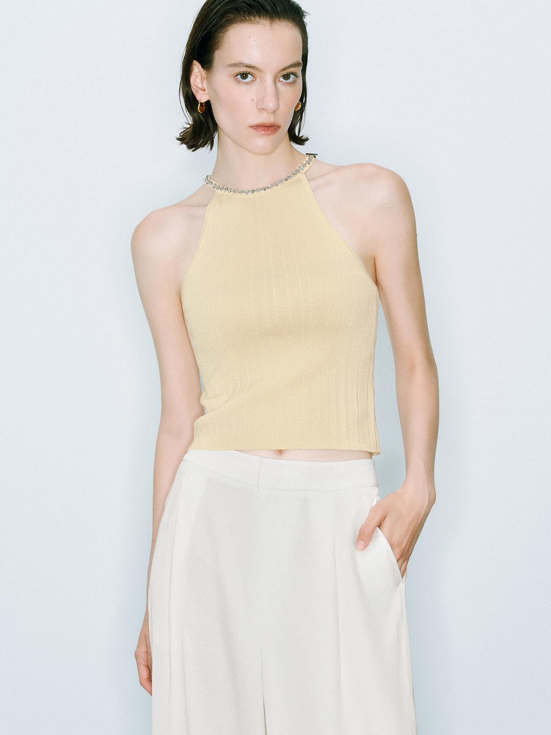 Halter Neck Knitted Tops